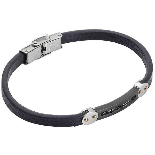 Bracciale Uomo Boccadamo Man In Acciaio E Similpelle Nera Con Piastrina Centrale In Pvd Nero E Fila Di Zirconi Neri 3 - Verre Gioielli bracciale-uomo-gioielli-boccadamo-man-abr535n_365348-verre-gioeilli