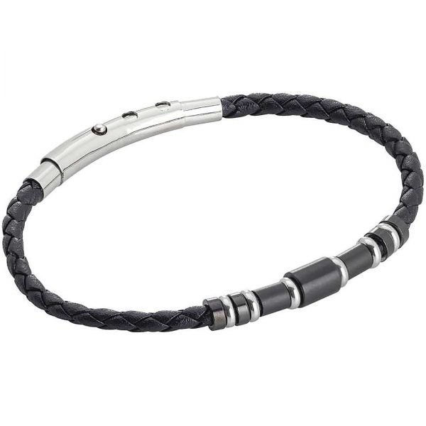 Bracciale Uomo Boccadamo Man In Similpelle Nera Con Inserti In Pvd Nero E In Acciaio Rodiato 3 - Verre Gioielli Bracciale Uomo Boccadamo Man In Similpelle Nera Con Inserti In Pvd Nero E In Acciaio Rodiato