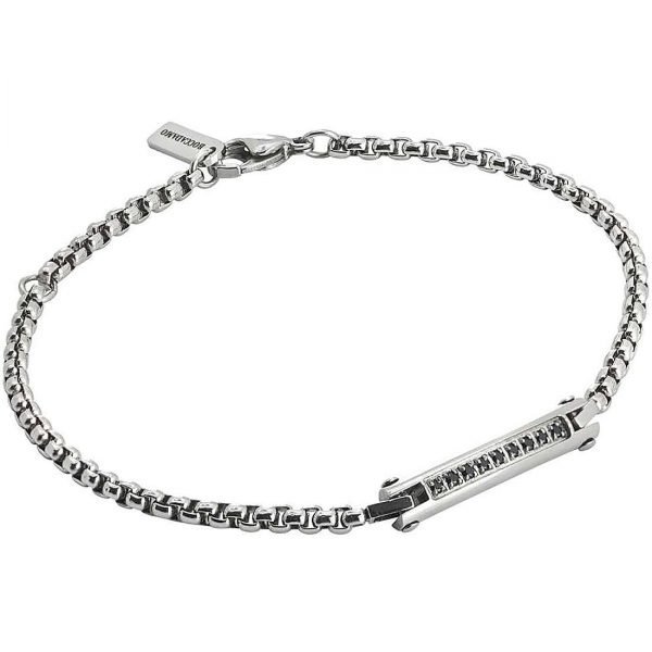 Bracciale Uomo Boccadamo Man In Acciaio Rodiato Con Piastrina Centrale E Fila Di Zirconi Neri 3 - Verre Gioielli Bracciale Uomo Boccadamo Man In Acciaio Rodiato Con Piastrina Centrale E Fila Di Zirconi Neri