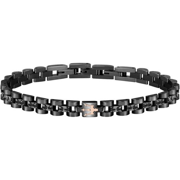 Bracciale Uomo Maserati In Acciaio Nero Pvd Nero E Cristalli 3 - Verre Gioielli Bracciale Uomo Maserati In Acciaio Nero Pvd Nero E Cristalli