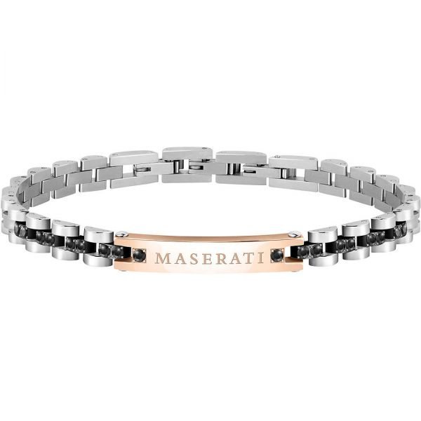 Bracciale Uomo Maserati In Acciaio Pvd Dorato E Cristalli Neri 3 - Verre Gioielli Bracciale Uomo Maserati In Acciaio Pvd Dorato E Cristalli Neri