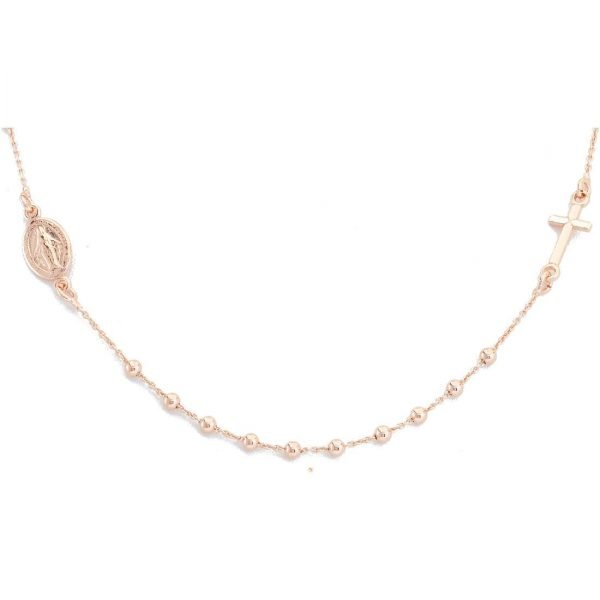 Collana Girocollo Rosario Giubileo Donna Amen In Argento 925 Rosè Con Sfere 3 - Verre Gioielli Collana Girocollo Rosario Giubileo Donna Amen In Argento 925 Rosè Con Sfere