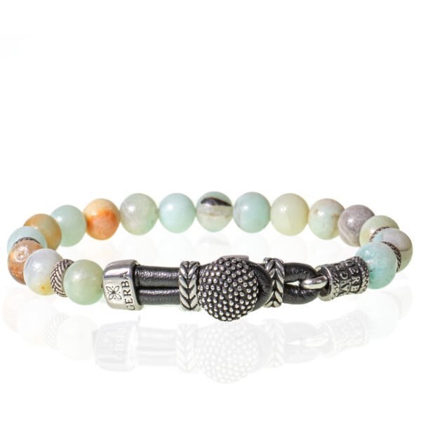 Bracciale Uomo Gerba Con Cordino In Pelle Nera Perle In Pietre Di Amazonite E Componenti In Metallo 3 - Verre Gioielli lab-019-1-600x600 verre gioielli