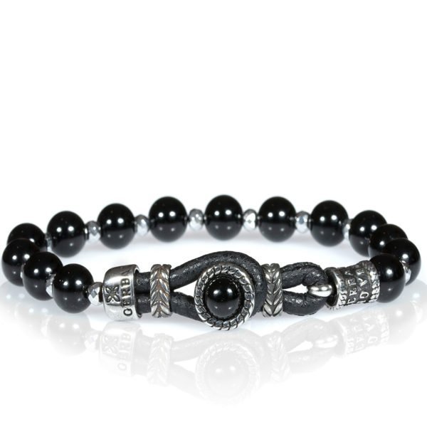 Bracciale Uomo Gerba Lab Con Cordino In Pelle Nera Perle In Pietra Onice Lucida Ematite Sfaccettata E Componenti In Metallo 3 - Verre Gioielli lab-030-600x600 verre gioielli