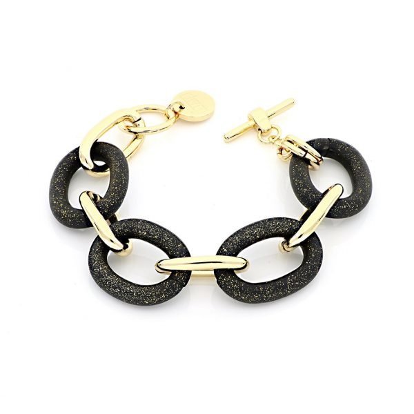 Bracciale Donna Unoaerre In Bronzo Giallo E Nero A Catena Morbida 3 - Verre Gioielli 000EXB4615000_G verre gioielli