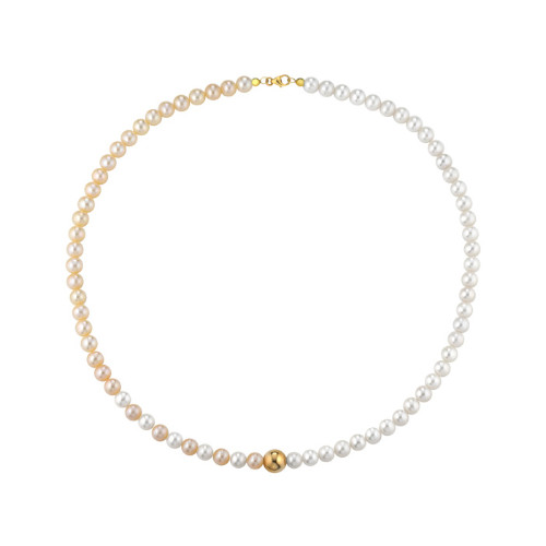 Collana Donna Kioto Con Perle E Sfere Lucide In Oro Giallo 18 Kt