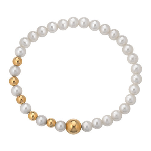 Bracciale A Molla Donna Kioto Con Perle E Sfere Lucide In Oro Giallo 18 Kt