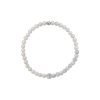 Bracciale a molla di perle bianche 4/5 mm con 6 sfere zirconate - Collezione Asimmetrica Verre Gioielli