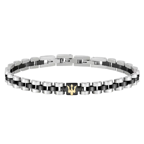 Bracciale Uomo Maserati In Acciaio Silver E Nero 3 - Verre Gioielli Bracciale Uomo Maserati In Acciaio Silver E Nero