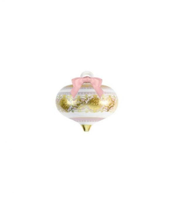Palla Di Natale Baci Milano Ovale Romantic Pink In Porcellana 3 - Verre Gioielli xball3gal03-verre-gioielli
