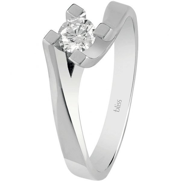 Anello Donna Solitario Bliss In Oro Bianco 18 Kt E Diamanti 0.15 Kt 3 - Verre Gioielli 20077655 verre gioielli