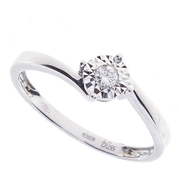 Anello Solitario Donna Bliss In Oro Bianco 18 Kt E Diamanti 3 - Verre Gioielli 20088287 verre gioielli