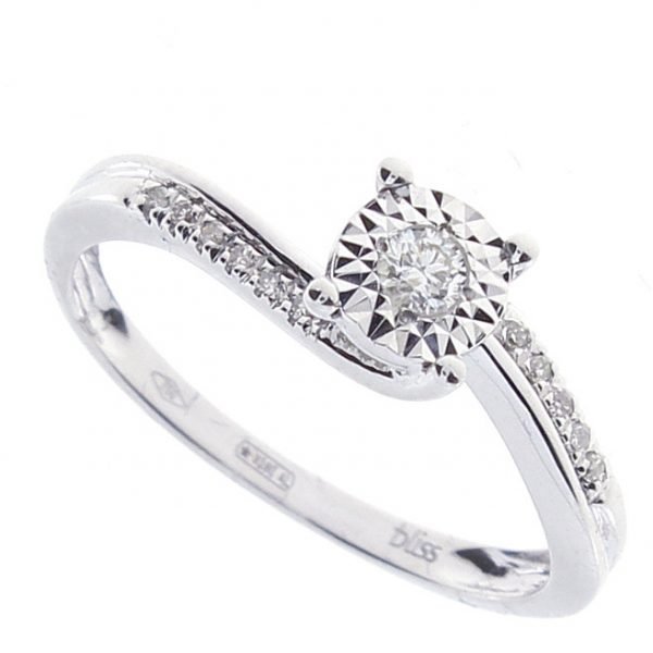 Anello Solitario Donna Bliss In Oro Bianco 18 Kt E Diamanti 0.05 Kt 3 - Verre Gioielli 20088289 verre gioielli