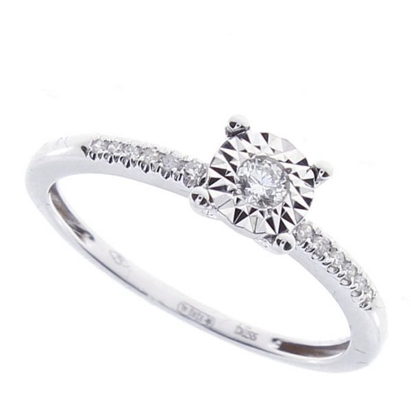 Anello Donna Solitario Bliss In Oro Bianco 18 Kt E Diamanti