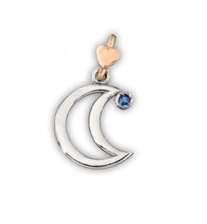 Charms Dodo Mariani A Luna In Argento 925 E Oro Giallo E Zaffiro 3 - Verre Gioielli Charms Dodo Mariani A Luna In Argento 925 E Oro Giallo E Zaffiro