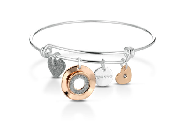 Bracciale Donna Man And Woman Jewels Rigido In Ottone Con Charms Bicolore