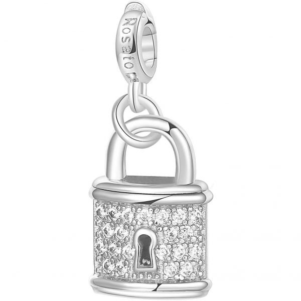 Charm Donna Rosato Storie Lucchetto In Argento E Zirconi Bianchi 3 - Verre Gioielli Charm Donna Rosato Storie Lucchetto In Argento E Zirconi Bianchi