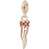 Charm Donna Rosato Storie Cornetto In Argento Galvanica Rosa E Smalto Rosso 1 - Verre Gioielli RZ008 verre gioielli