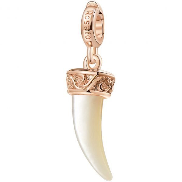 Charm Donna Rosato Storie Cornetto In Argento Galvanica Rosa E Madreperla 3 - Verre Gioielli Charm Donna Rosato Storie Cornetto In Argento Galvanica Rosa E Madreperla
