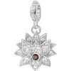 Charm Donna Rosato Storie Fiore Di Loto In Argento Zirconi Bianchi E 1 Zircone Arancione 1 - Verre Gioielli RZ015R verre gioielli