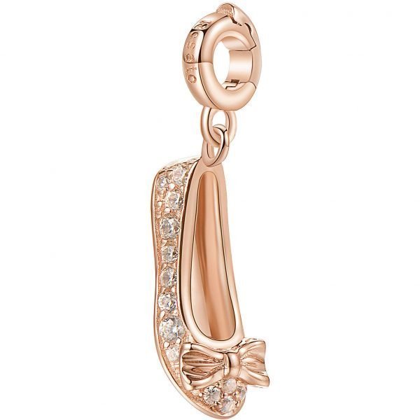 Charm Donna Rosato Storie Ballerina In Argento Zirconi Bianchi E Galvanica Rosa 3 - Verre Gioielli RZ036 verre gioielli
