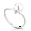 Anello Donna Kioto In Oro Bianco 18 KT Con Perla E Diamanti 0.01 Ct
