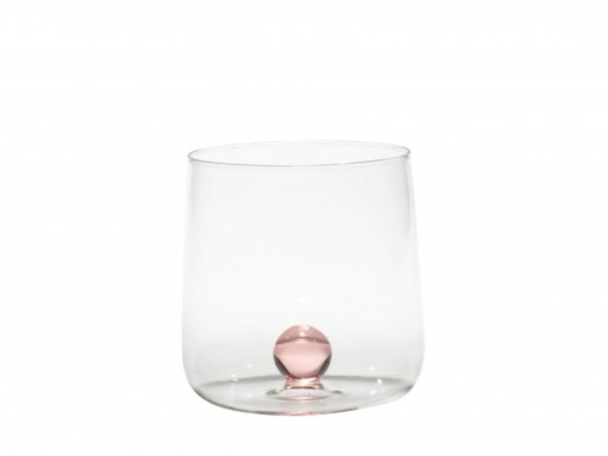 Set 6 Bicchieri Acqua Zafferano In Vetro Rosa Borosilicato - Verre Gioielli