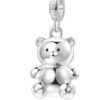 Charm Donna Rosato Storie Orsacchiotto In Argento 925 2 - Verre Gioielli RZ027R verre gioielli