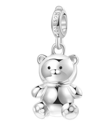 Charm Donna Rosato Storie Orsacchiotto In Argento 925 3 - Verre Gioielli RZ027R verre gioielli