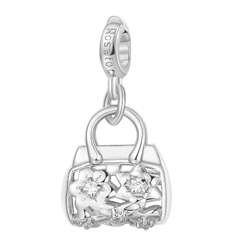 Charm Donna Rosato Storie Cavallo A Borsetta In Argento 925 E Zirconi Bianchi 3 - Verre Gioielli RZ031R verre gioielli