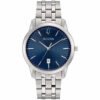 Bulova Orologio Uomo Al Quarzo Con Cinturino In Acciaio Inox – Quadrante Blu Sunburst E 8 Diamanti, 98D180 - 3