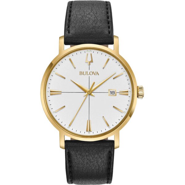 Orologio Uomo Bulova Al Quarzo Solo Tempo In Acciaio E Pelle 3 - Verre Gioielli Orologio Uomo Bulova Al Quarzo Solo Tempo In Acciaio E Pelle