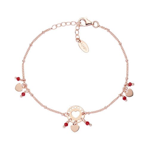 Bracciale Donna Amen In Argento 925 Rosè Cristalli Rossi E Cuori 3 - Verre Gioielli BRAARR3 verre gioeilli