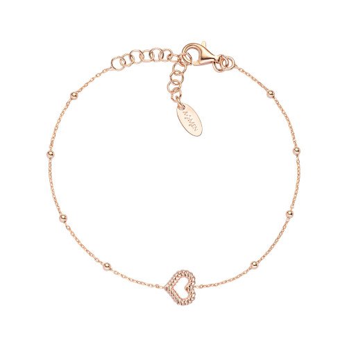 Bracciale Donna Amen In Argento 925 Rosè E Cuore 3 - Verre Gioielli BRGOCUR3 verre gioeilli