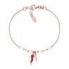 Bracciale Donna Amen In Argento 925 Rose E Madreperla Rossa A Doppia Catena E Charms