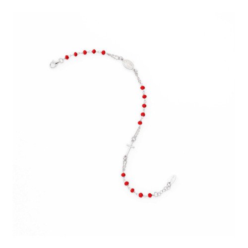 Bracciale Donna Amen Rosario In Argento 925 E Cristalli Rossi 3 - Verre Gioielli Bracciale Donna Amen Rosario In Argento 925 E Cristalli Rossi
