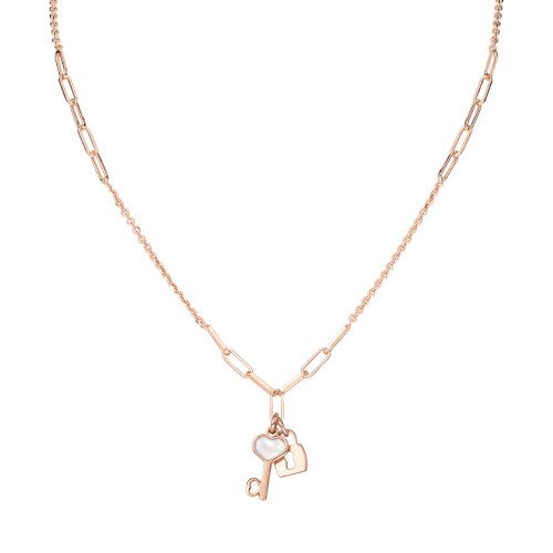 Collana Donna Amen In Argento 925 Rose E Madreperla Bianca A Doppia Catena E Charms 3 - Verre Gioielli CLMPCHRB verre gioielli