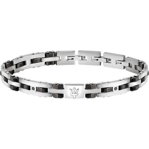 Bracciale Uomo Maserati In Acciaio Con Ceramica E Cristalli Neri