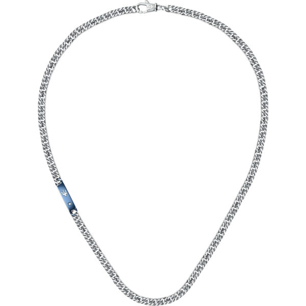 Collana Uomo Maserati In Acciaio Pvd Blu E Diamanti 3 Verre Gioielli - l'istituzione del gioiello