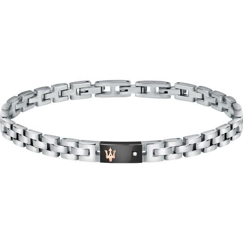 Bracciale Uomo Maserati In Acciaio Pvd Nero E Cristallo