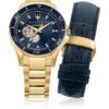 Set Uomo Special Pack Orologio Automatico In Acciaio Dorato E Doppio Cinturino In Pelle O Acciaio 7 Verre Gioielli - l'istituzione del gioiello