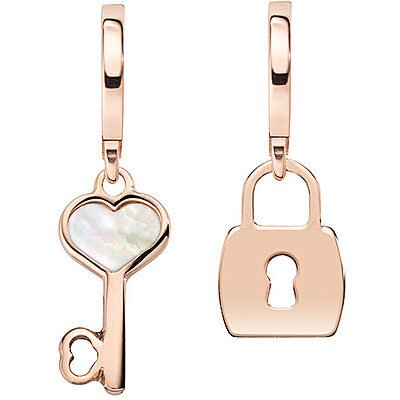 Orecchini Donna Amen In Argento 925 Rosè E Madreperla A Chiave E Lucchetto 3 - Verre Gioielli Orecchini Donna Amen In Argento 925 Rosè E Madreperla A Chiave E Lucchetto