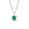 Collana Donna Pg Gioielli In Oro Bianco 18 Kt Con Smeraldo Verde Pendente 0.11 Ct E Diamanti 0.03 Kt