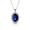 Collana Donna Pg Gioielli In Oro Bianco 18 Kt Con Zaffiro Blu Pendente 0.55 Ct E Diamanti 0.10 Kt