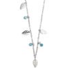 Collana Donna Mya Boccadamo In Acciaio Rodiato Con Acquamarina E Foglie Pendenti 1 - Verre Gioielli Collana Donna Mya Boccadamo In Acciaio Rodiato Con Acquamarina E Foglie Pendenti