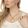 Collana Donna Boccadamo In Bronzo Dorato Con Mezza Luna Pendente E Swarovski 2 Verre Gioielli - l'istituzione del gioiello
