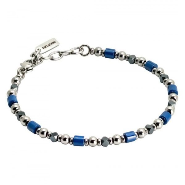 Bracciale Uomo Boccadamo Man In Acciaio Rodiato E Ceramica Blu 3 - Verre Gioielli Bracciale Uomo Boccadamo Man In Acciaio Rodiato E Ceramica Blu
