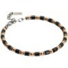 Bracciale Uomo Boccadamo Man In Acciaio Con Rondelle Rodiate Sfere Placcate Oro Rosa ed Elementi in Ceramica Nera