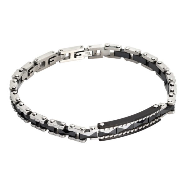 Bracciale Uomo Boccadamo Man In Acciaio Nero E Ceramica