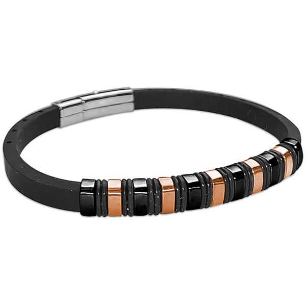 Bracciale Uomo Boccadamo Man In Caucciù Con Inserti In Acciaio E Pvd Multicolore
